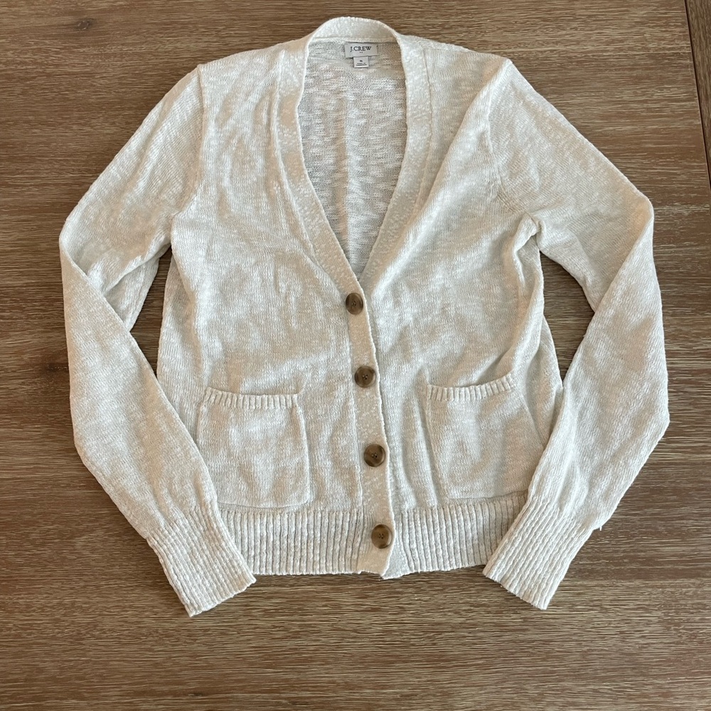 J. Crew Cream Button-Up Cardigan